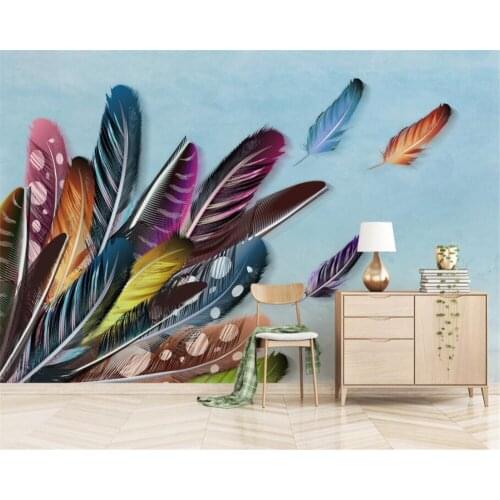 Beibehang Custom murals Modern Large 3d Wallpaper Fashion Color Feather Background Wall Decorative painting 3d wallpaper