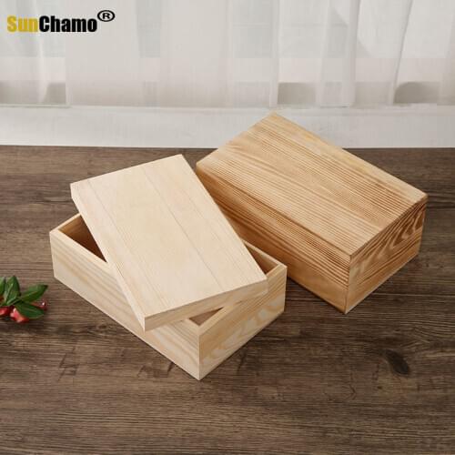 Ground Cover Rectangular Wooden Box Desktop Storage Box Retro Old Box Packaging Box Gift Box Makeup Organizer Box