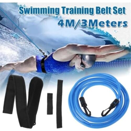 3m/4m Adjustable Swim Training Resistance Elastic Belt Swim Tether Stationary Swim Harness Static Swimming Belt Set -40
