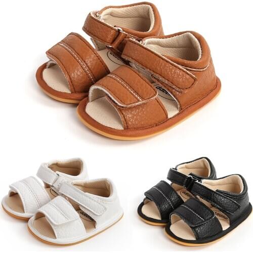 Baby Boys Girls Summer Sandals Shoes Newborn Infant Baby Girls Boys Shoes Solid Non-slip PU Leather Breathable Toddler Shoes 0-1