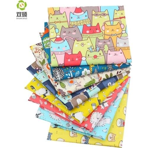Shuanshuo 8pcs/Lot,Jungle Animals Series,Printed Twill Cotton Fabric,Patchwork Cloth,DIY Sewing Quilting Material For Baby&Child