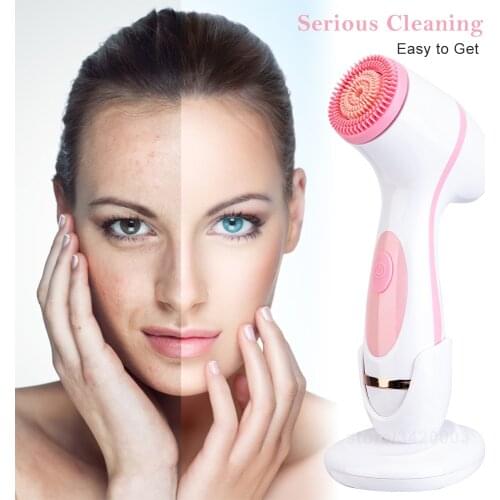 3 In 1 Electric Facial Cleansing Silicone Rotating Face Brush Deep Cleaning Skin Exfoliation Waterproof Massager