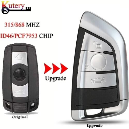 Kutery Upgrade Remote Smart Key For BMW 3/5/6 Series X5 X6 CAS3 315MHz/868Mhz ID46 PCF7953 Chip Keyless-Go 3 Buttons