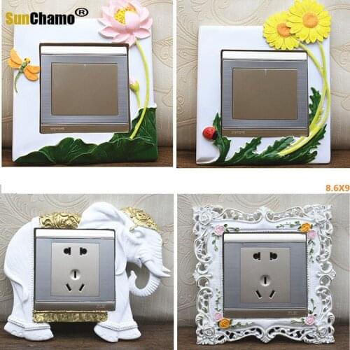Modern small fresh creative switch paste resin 3D stereo socket panel protective cover personalized living room home decoration
