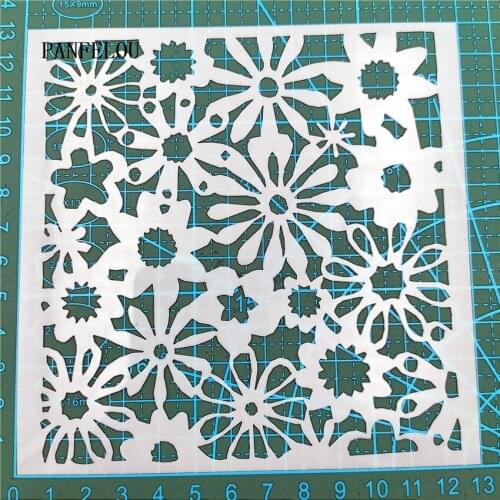 13*13cm carve flowers scrapbook stencils spray plastic mold shield DIY cake hollow Embellishment printing lace ruler valentine