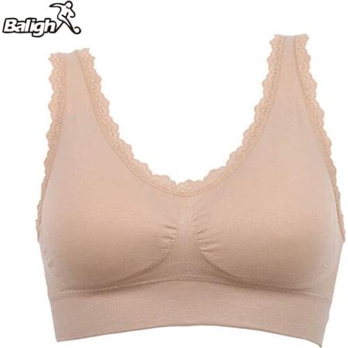 Balight Comfort Sports Bras Women Lace Trim Size Woman Padded Wireless Yoga Gym Bra Sports Clothing