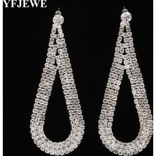 YFJEWE Fashion Elegant Full Crystal Drop Earrings Gold and Silver Plated Top Quality Dangle Earring Jewelry Wedding Bijoux E318