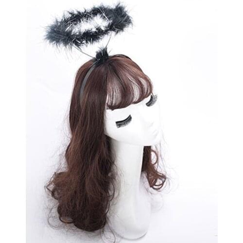 Women Halloween Headwear Angel Hairband Pink Balck White Fluffy Angel Headband Hair Accessorie Party Angels Custume New Undefine