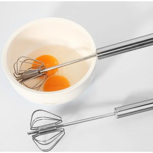 1 * Egg Whisk Mixer 11.6" X W 2.4" Whisk Hand Rotating Push Milk Frother Cream Mixer Tool In Stock