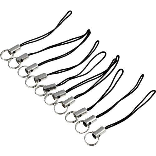 10 Piece Cell Phone Strap with Black/Silver Tone Split Ring #8
