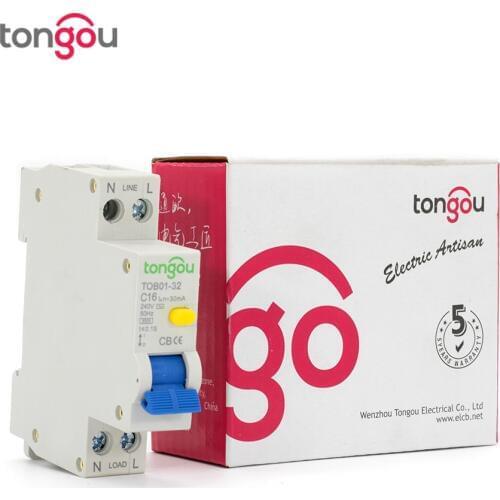 18mm RCBO ELCB 16A 30ma 1P+N Residual Current Circuit Breaker With Over Current and Leakage Protection