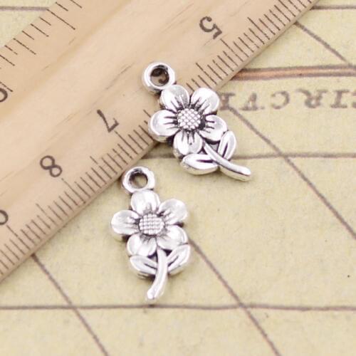 20pcs Charms Sunflower Flower 21x11mm Antique Silver Color Pendants Making DIY Handmade Jewelry Factory Wholesale