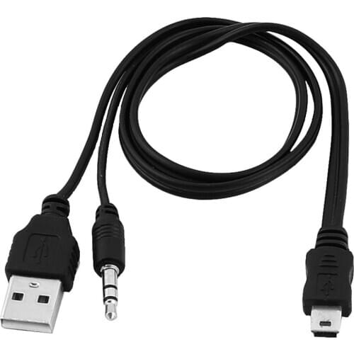 3.5mm Aux USB2.0 Male Mini 5 Pin USB Portable Speaker Audio Cable