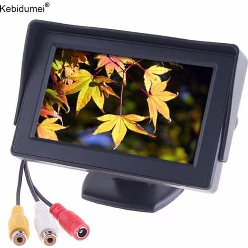 Kebidumei 4.3 inch Car monitor LCD Car Monitor With Reverse Rearview Color Camera DVD VCR CCTV With 2 Video Input