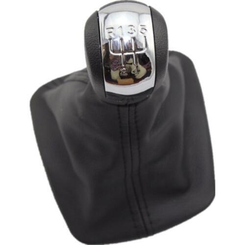 5 Speed For Skoda Octavia 2 A5 Car Gear Shift Knob With Black Leather Boot 2004 2005 2006 2007 2008 2009 2010 Chrome Cap
