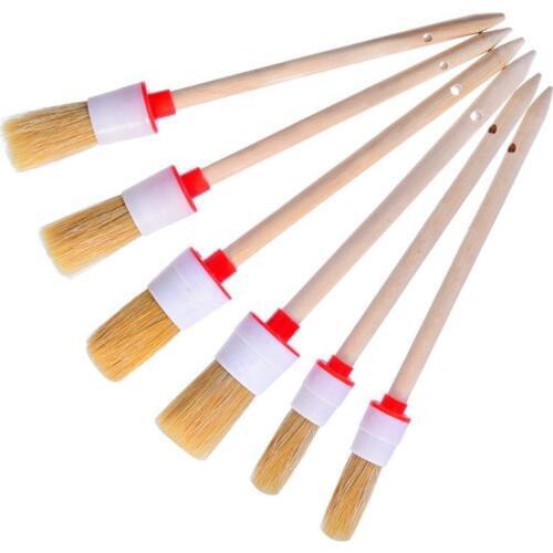 6 Pieces Detail Brushes Cleaning Brushes Soft Hair Bristles Brush for Car Cleaning Wheels Dashboard Interior Exterior Leather