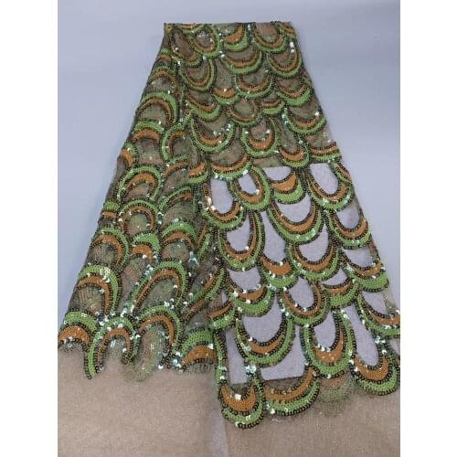 African Lace Fabric 2021 High Quality Lace Sequins Nigeria Order Lace Fabric French Tulle Lace Fabric FJ4129