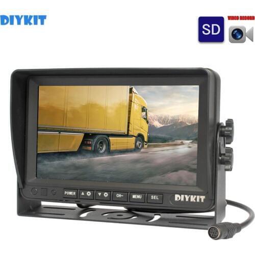 DIYKIT AHD 7" IPS HD Car Monitor Backup Rear View Monitor Support 960P AHD Camera Support SD Card Video Recording
