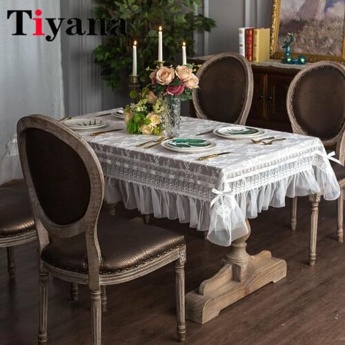White Romantic Lace Table Cloth Wedding Decor Translucent Table Cover Embroidered Tablecloth Tea Table Cloth Home Table Decor D