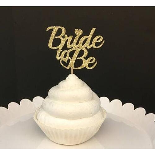 Glitter gold Bride To Be wedding cupcake toppers engagement party cake decoration bridal shower doughnut food toothpicks