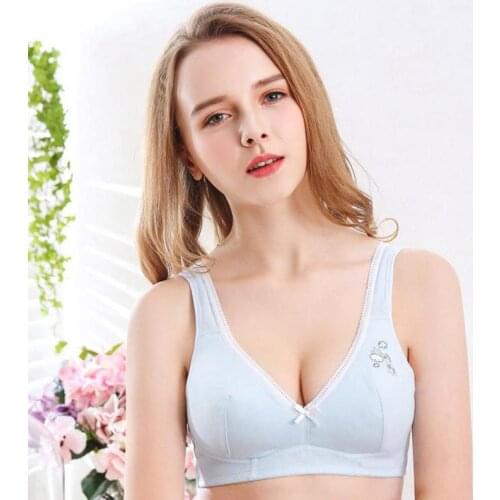 Girls First Bra High School Students Wireless Thin Cup Bra Pure Cotton Kids Puberty Women Training Bra Teenagers Underwear