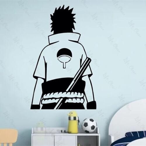 CartoonNaruto Uchiha Sasuke (BACK) vinyl wall sticker, home living room decoration boy room fashion decoration