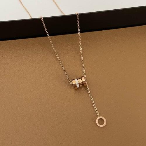 Roman Numerals Titanium Steel Pendant Necklace Minority Design Sense Small Waist Frosty Temperament Clavicle Chain Woman Bijoux