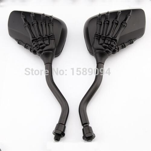 BLACK SKULL HAND REARVIEW MIRRORS FOR VICTORY HYOSUNG KYMCO SCOOTER GY6 49 50CC