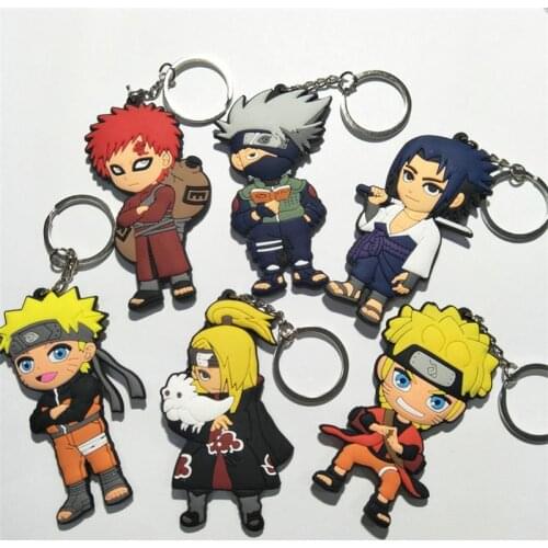 Naruto Anime Cartoon Kawaii Keychain Uchiha Sasuke Double Sided Key Ring Q Version Ornaments Accessories Jewelry Cute Gifts