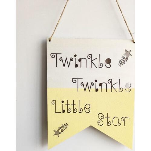 INS Nordic Twinkle Star Wooden Positive Slogan Banner Garland For Kids Room Decoration Nursery Wall Hanging Ornament Photo Props