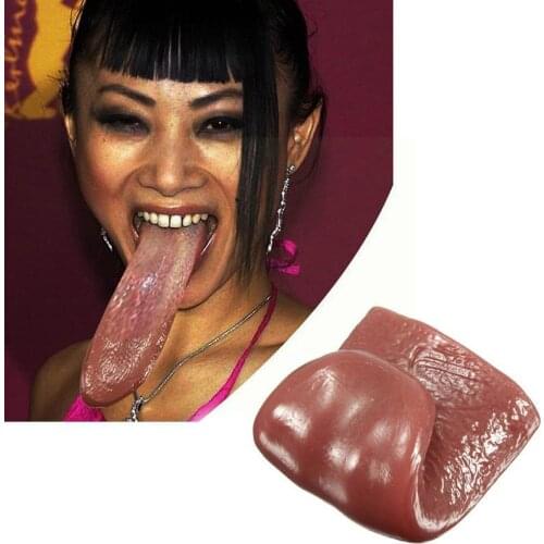 2pcs/set Artificial Tongue Props Stretchable Elasticity Tongue Fake Toys Party Halloween Funny Prank Supplies For Children K5M1