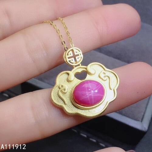 KJJEAXCMY fine jewelry natural star ruby 925 sterling silver women gemstone pendant necklace chain support test beautiful
