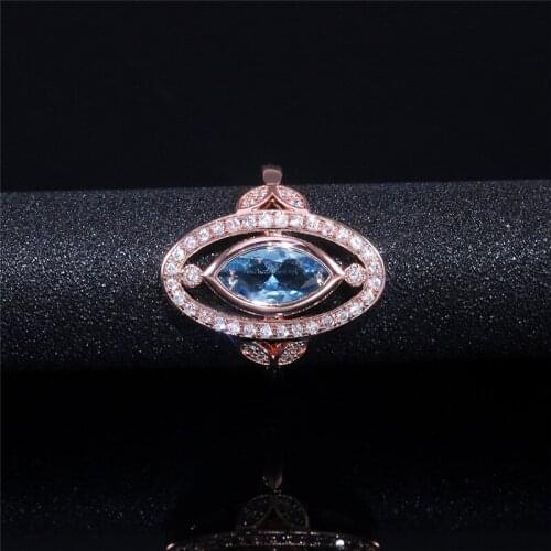 Exquisite Luxury Inlaid Rhombus Zircon Ring Creative Devil Eye Charm Gift Woman Fashion Party Jewelry Wholesale