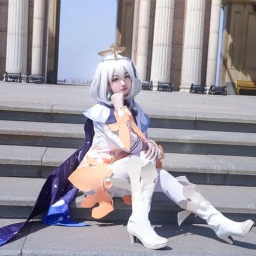 COS Paimon Genshin Impact Cosplay Costumes Animation Stage Halloween Party Role Play COS Anime Costume Wig In Stock for Adult