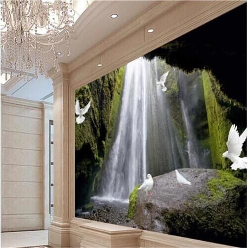 Beautiful scenery wallpapers Forest waterfall wallpapere beauty wallpaper background wall