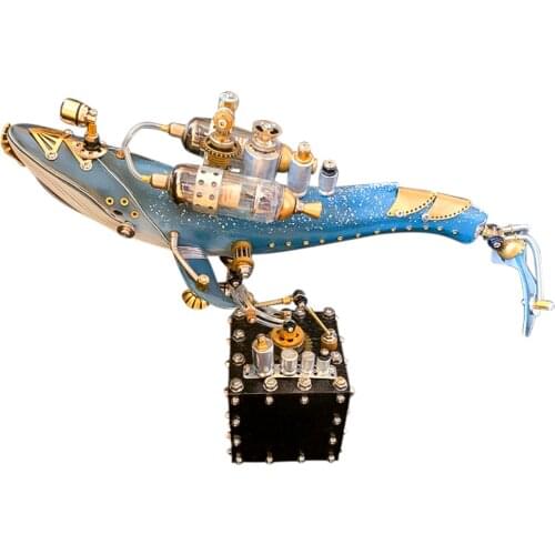 Creative Mechanical Insect Metal Model Handmade Assembled Crafts for Home Decor - Blue Whale