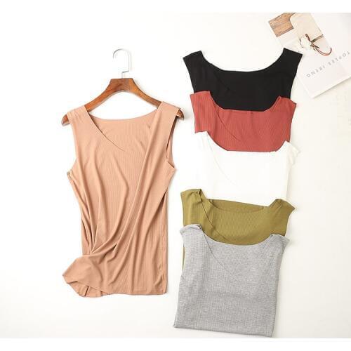 Chic High Elastic Ribbed Women Tank Top Casual Fashion Slim Tank Breathable Summer Seamless V Neck Solid Plus Size Women Vest