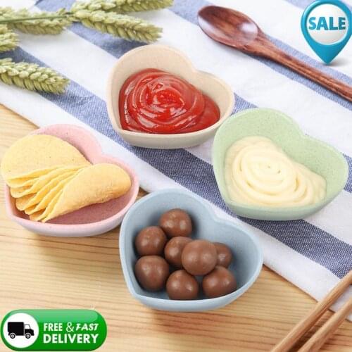 1PC Sauce Dishes Leaves Shape Wheat Fiber Bowl Vinegar Seasoning Solid Soybean Dish Sauce Salt Snack Small Plate Kitchen Tool