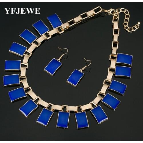 YFJEWE Fashion Girl Lovely Jewelry Sets resin color Shape Necklace Earrings Womans Birthday Gift Wedding Necklace Earring #N194