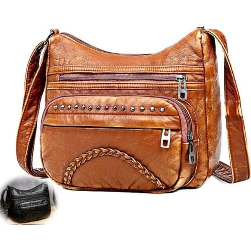 Fashion For Luxury Handbags Women Bags Designer Vintage Crossbody Pu Leather Black Soft Washed Messenger Flap Bag