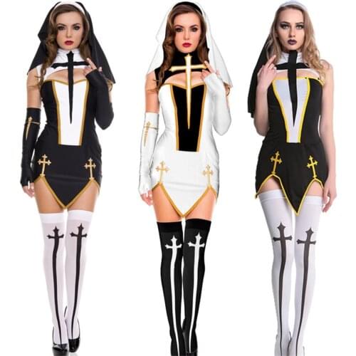 Nun Whole set Lingerie Lace Seductive Sexy Underwear Fetish Antlers Hat Bodysuit Fishnet Stockings Sex Toys For Women Couples