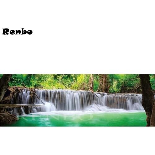 Diy nature scenery mazayka bead embroidery full drill Diamond painting waterfall forest 5d Cross Stitch Rhinestone mosaic image