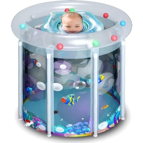 Inflatable Baby Bathtub Foldable Kid Infant Toddler Infant Newborn Air Foldable Shower Bathing Swimming Pool with Swim Ring