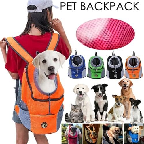 New Out Double Shoulder Portable Travel Backpack Outdoor Pet Dog Carrier Bag Pet Dog Front Bag Mesh Backpack Head