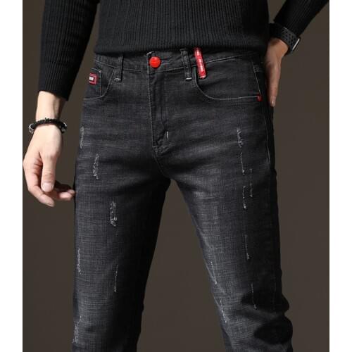 New Jeans Men Casual Flim Fit Denim Pants Stretch Straight Men Skinny Jeans Pants Black Blue Denim Trousers Fashion Streetwear