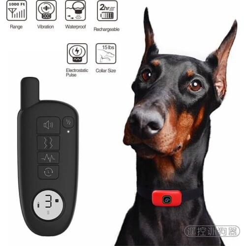 Pet Dog Training Collar IP67 Waterproof Rechargeable Electric Shock Vibration Sound Dogs Bark Collar 300M Training Dogs 1000ft