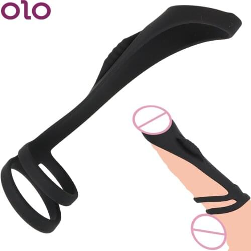 OLO Silicone Penis Enlargement Delay Ejaculation Sex Toys for Men Cock Ring Third Ring Penis Ring