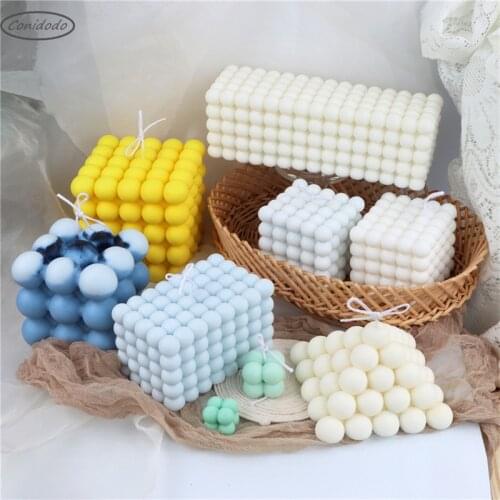 Regular 3D Bubble Silicone Candle Mold Cube Pyramid DIY Homemade Round Ball Wax Gypsum Decor Resin Soy Aroma Epoxy Crafts Tools