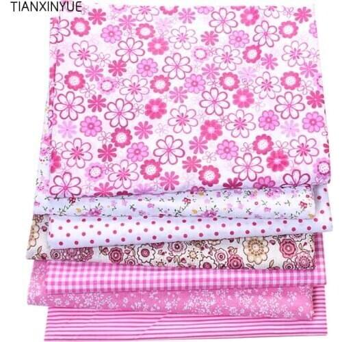 TIANXINYUE 7 pcs/lot Rose color fabric 100% Cotton Fabric for Sewing Patchwork Kids Bags Baby toy DIY flower Fabric