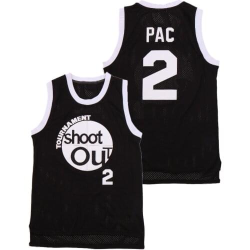 BG Basketball jerseys TOURNAMENT SHOOT OUT 2 pac jersey Embroidery sewing Outdoor sportswear Black grey movie style